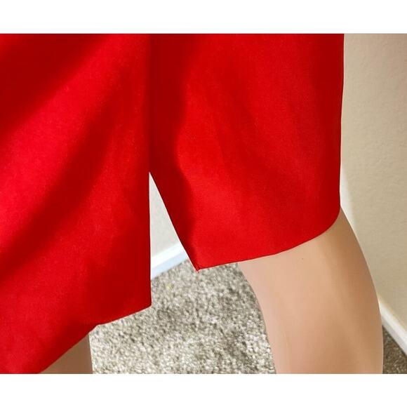 Eliza J. dress below knee ruffle shoulder line form fitting red zip up SZ 8 - Picture 6 of 12